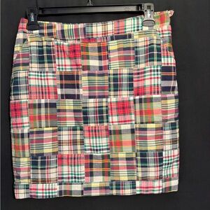 👗 Brooks Brothers 346 Patchwork Plaid Skirt | Linen | Size 10
